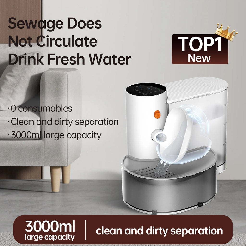 Smart Pet Water Dispenser - Wireless Rechargeable Fountain for Cats & Dogs (White)