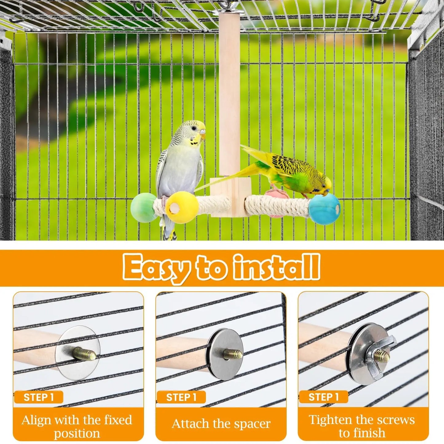 Interactive Spinning Bird Perch Toy - Wooden Exercise Stand for Budgies, Cockatiels & Small Parakeets
