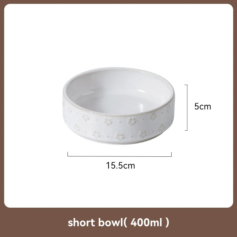 Ceramic Dog Bowl Set with Wooden Stand 1200ml 1800ml Anti Slip Pet Feeder for Medium Large Dogs Elevated Double Food Water Dish