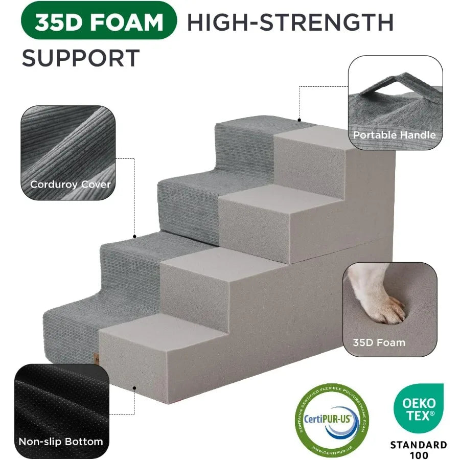 Dog Steps for Bed Extra Wide Dog Stairs for High Bed Couch Sofa 35D Foam Pet Steps for Small Dogs and Cats NonSlip Bottom Pet S