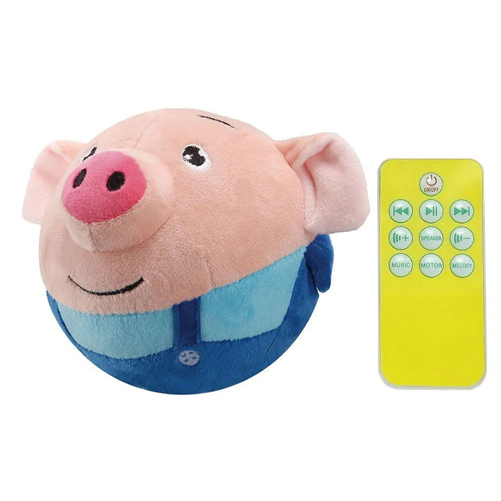 Cartoon Pig Interactive Pet Toy - USB Rechargeable Moving Plush Ball for Dogs & Cats