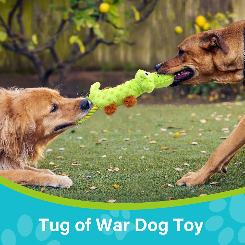 Interactive Dog Squeaky Toy 2-Pack — Plush Tug-of-War & Chew Toy Set for Small & Medium Dogs