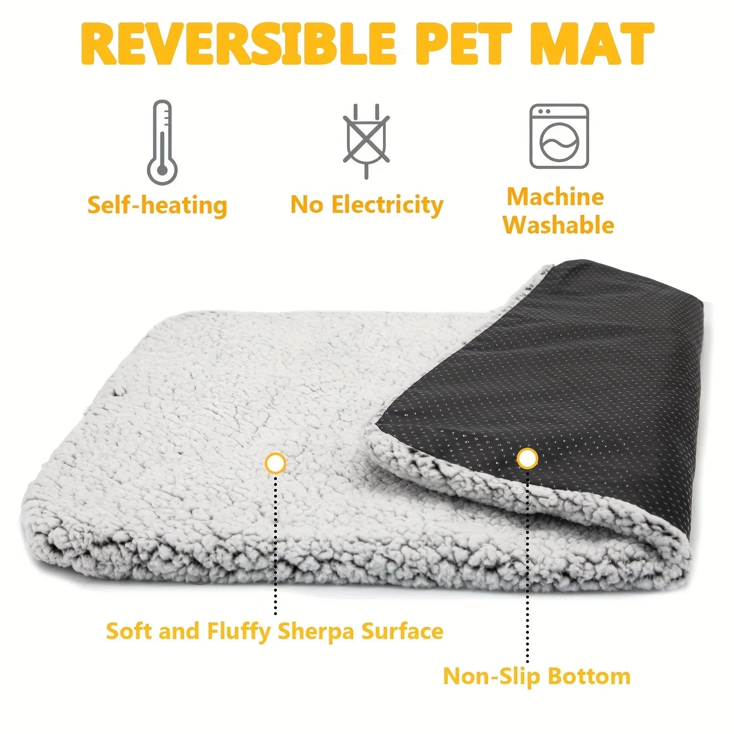 Self-Heating Pet Blanket - No Electricity Thermal Mat for Dogs & Cats