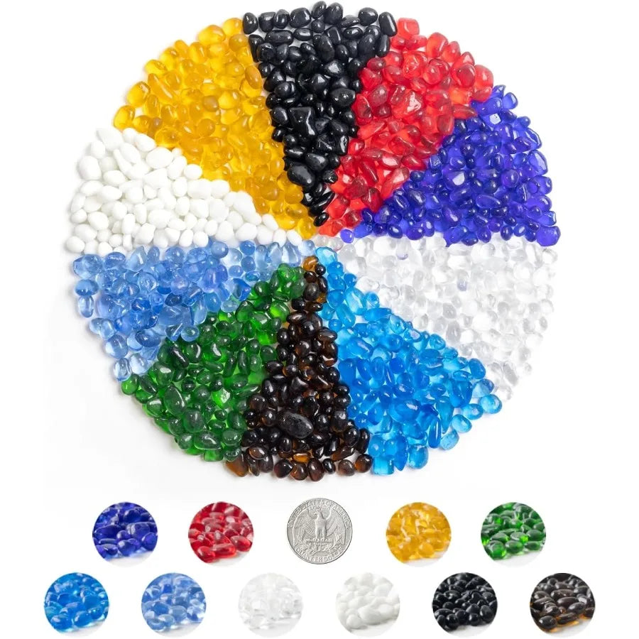 KIJOU Sea Glass Stones for Crafts - 10 Colors Clear Glass Pebbles 1/4-3/8 Ih Transparent Aquarium Rocks and Gravel Fish Tank De