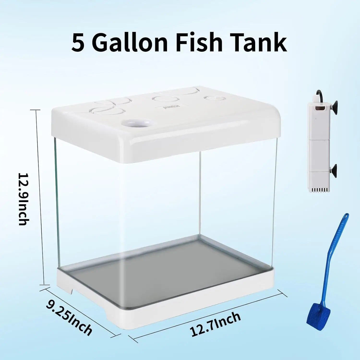 5 Gallon Glass Aquarium Starter Kit – Built-In Filter, LED Light & Stand for Betta Fish