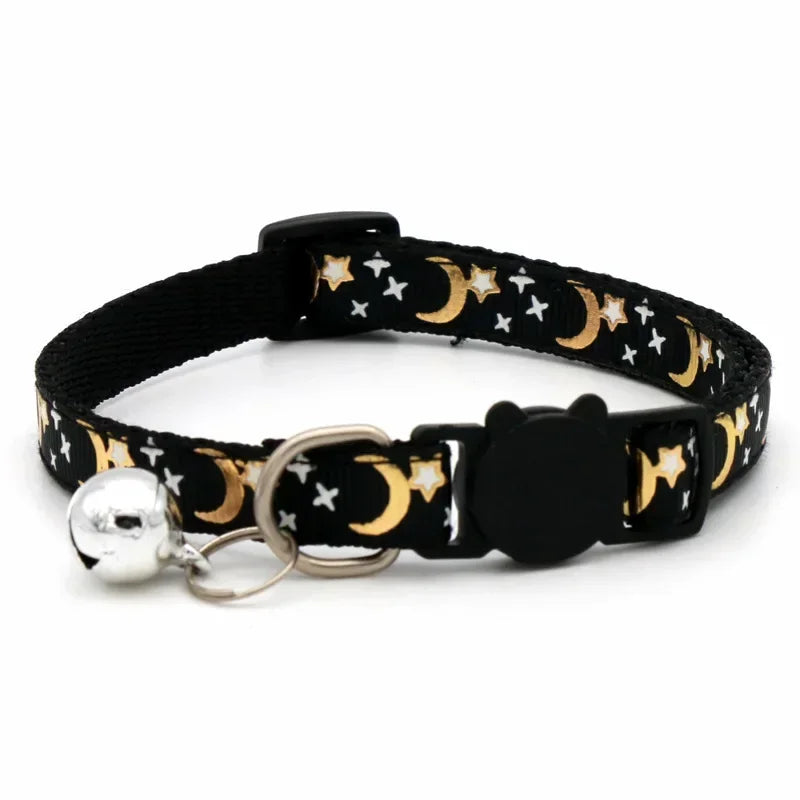 Cat Collar With Bell Cartoon Star Moon Dog Puppy Cat Kitten Collar Adjustable Safety Bell Ring Necklace Cat Jewelry For cats