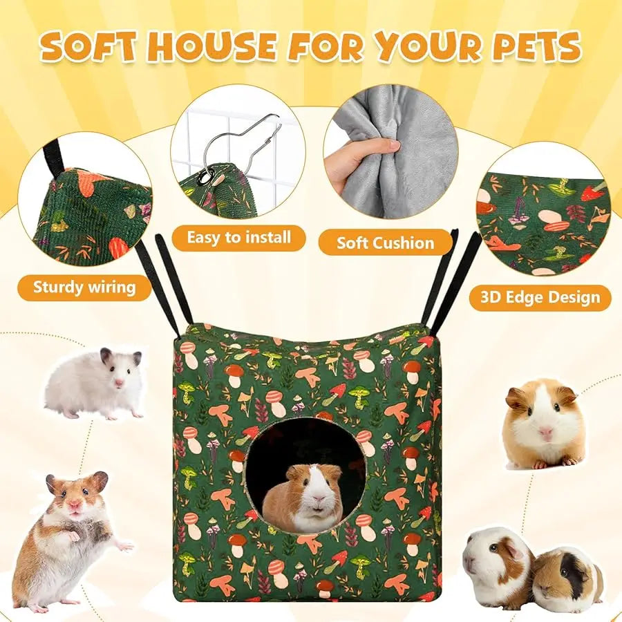 8 Pack Guinea Pig Hammock Rat Hammock Soft Small Pet Hanging Tunnel Glider Toy Mat Ferret Hideout Bed Cage Accessories for Small
