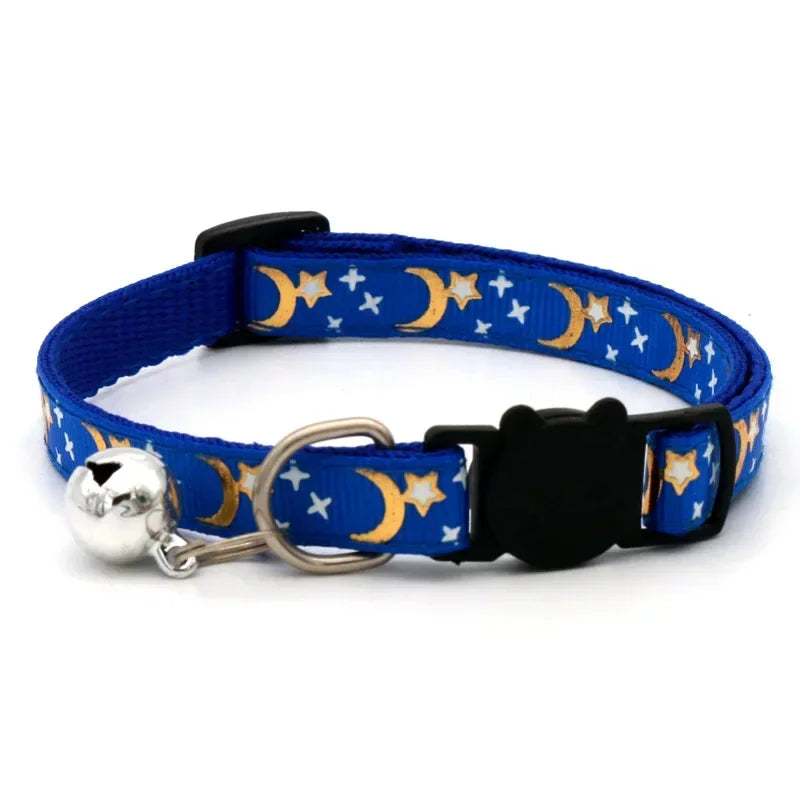 Cat Collar With Bell Cartoon Star Moon Dog Puppy Cat Kitten Collar Adjustable Safety Bell Ring Necklace Cat Jewelry For cats