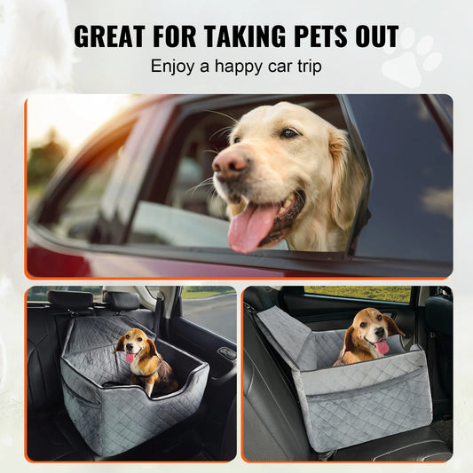 SucceBuy Dog Car Seat Dog Booster Seat for Car with A Storage Pocket Sponge Filling Car Bed for Medium Large Dog up to 55 lbs