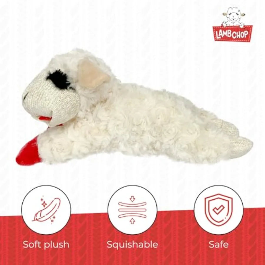 Lamb Chop Dog Plush Toy Squeaky Dog Toy for Small Medium Dogs Extra Soft Plush Dog Toy Stuffed Animal Dog Toy for Cuddling Play