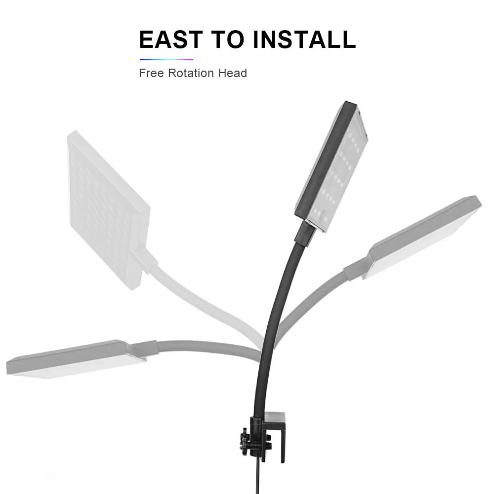 Multi-armed LED lamp with free rotation head on a white background