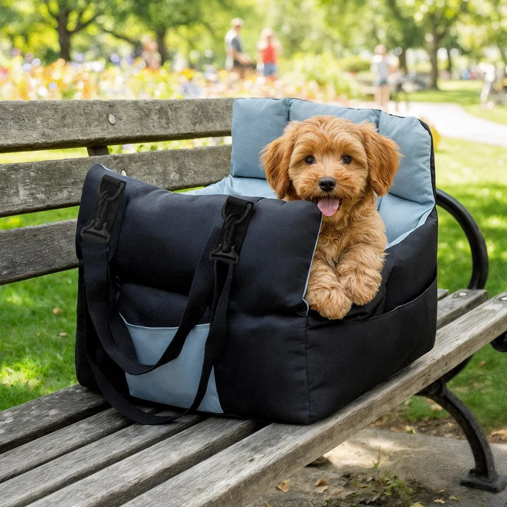 Portable Dog Car Seat Pet Puppy Booster Travel Bed Carrier Cushion with Storage Pocket