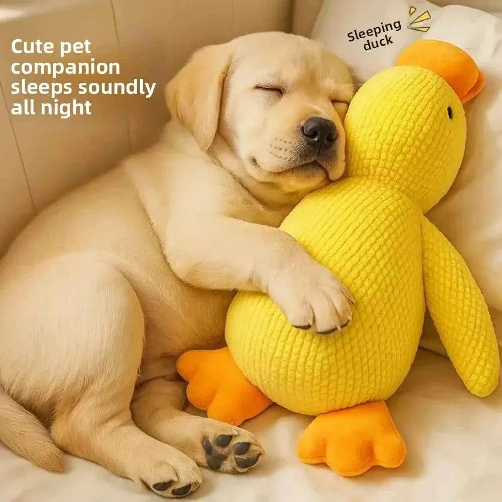 Calming Duck Squeaky Dog Toy - Soft Plush Anxiety Relief & Sleep Aid for Puppies