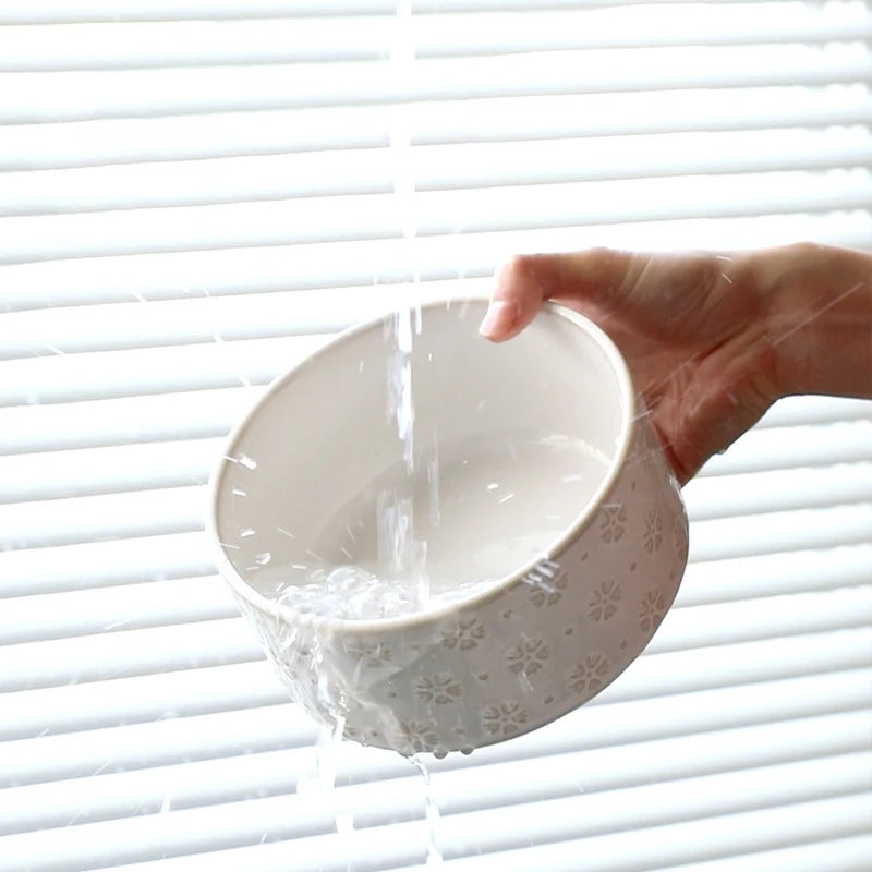 Ceramic Dog Bowl Set with Wooden Stand 1200ml 1800ml Anti Slip Pet Feeder for Medium Large Dogs Elevated Double Food Water Dish