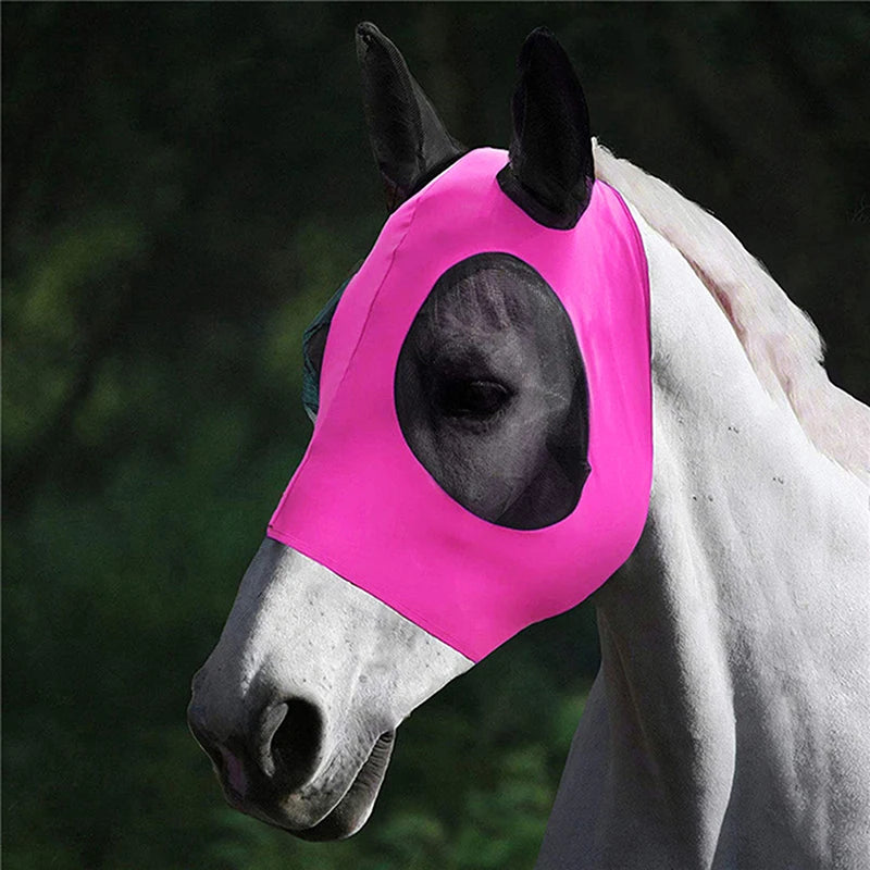 1Pc Color Random Horse Face Mask Anti Fly Breathable Stretch Knitted Mesh Anti Mosquito Mask Horse Riding Equestrian Equipment