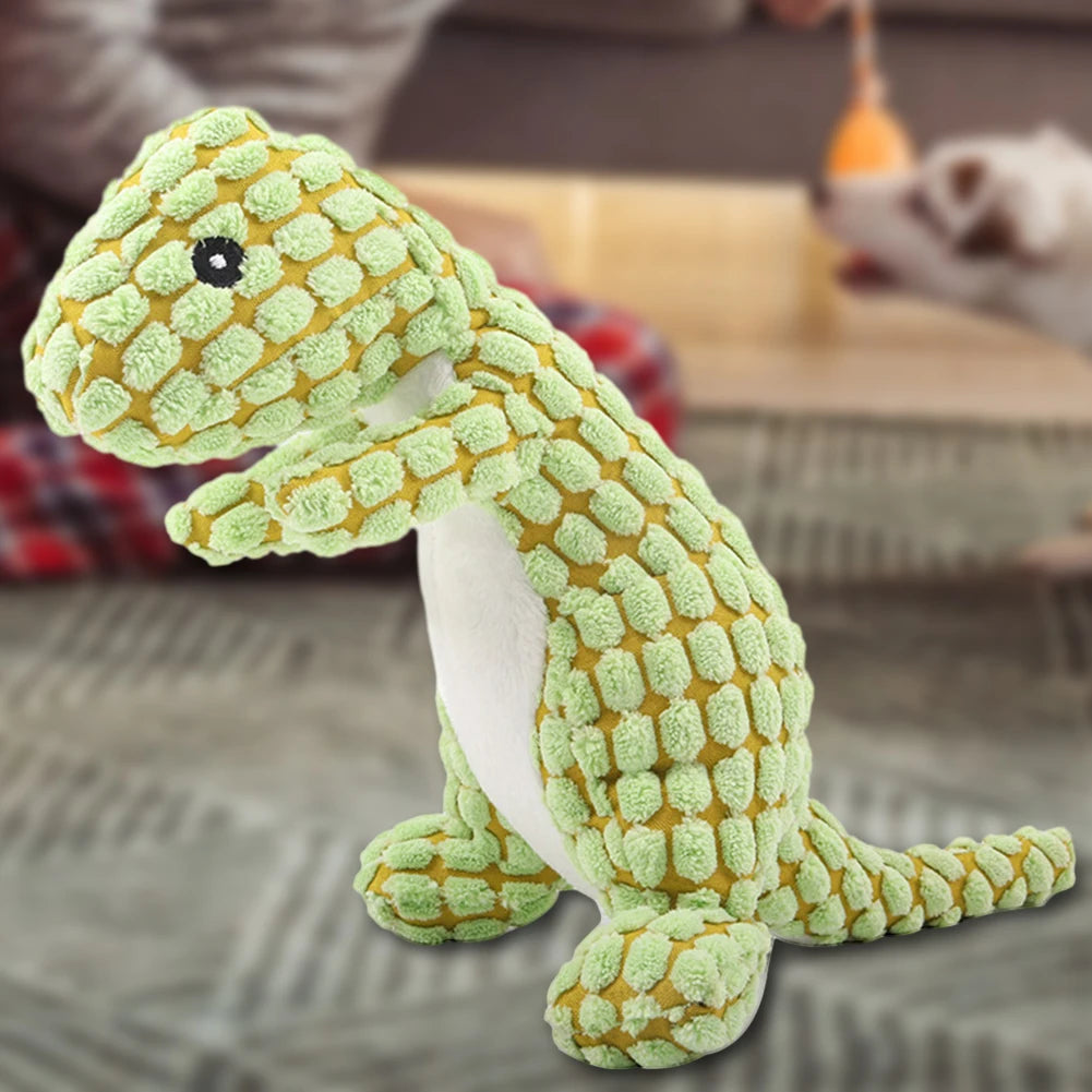 Dino Sounding Interactive Dog Toy Cute Squeaky Dog Toy Soft Pet Plush Toy for Aggressive Chewers