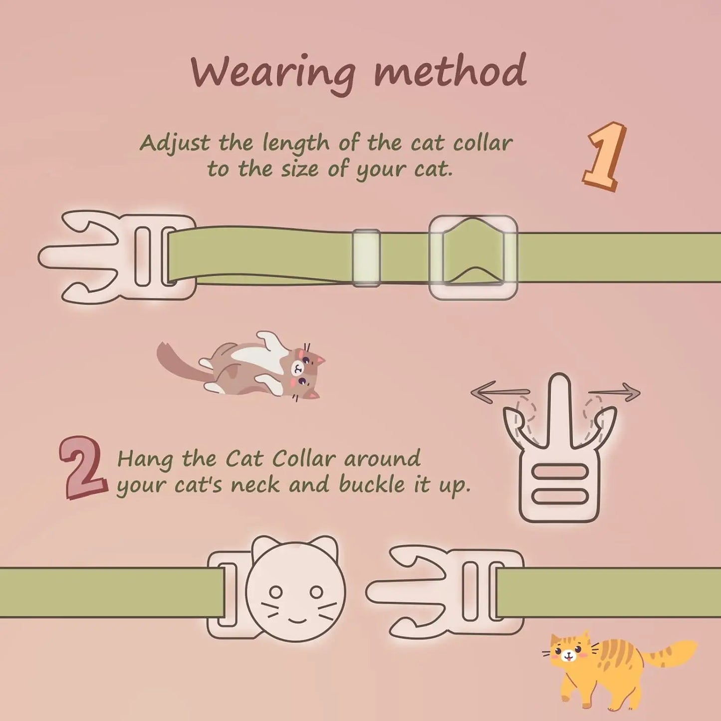 2-Pack Cotton Cat Collars: Breakaway, Bell & Yellow/Green Flower Pendants. Cute Kitten Collars for Girls & Boys.