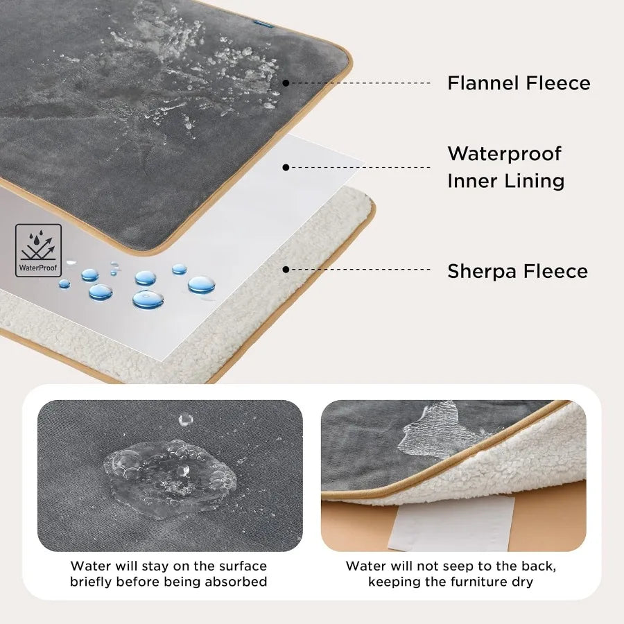 Bedsure Waterproof Dog Blankets for Small Dogs Small Cat Blanket Washable for Couch Protection Sherpa Fleece Puppy Blanket Soft