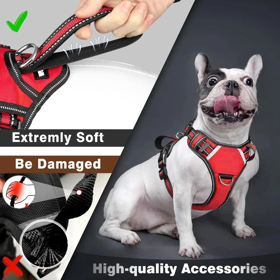 Service Dog Vest No Pull Dog Harness with 7 Dog Patches Reflective Pet Harness with Durable Soft Padded Handle for Training Sma