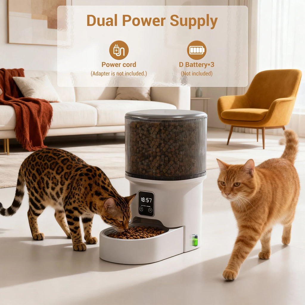 Automatic Pet Feeder 4L – 6 Meals/Day, Portion Control, Dual Power for Cats & Dogs
