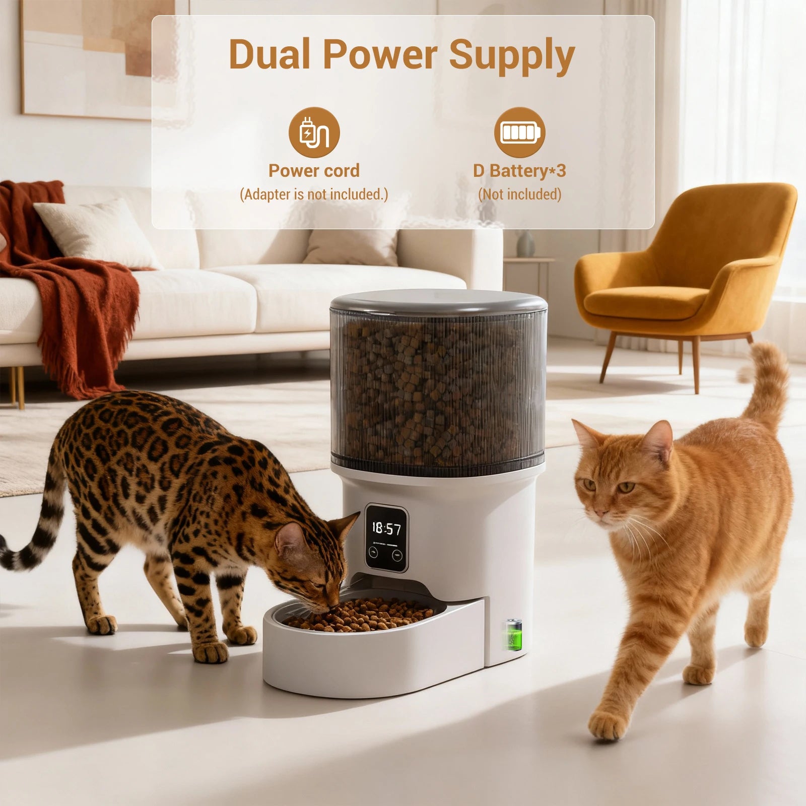 Automatic Pet Feeder 4L – 6 Meals/Day, Portion Control, Dual Power for Cats & Dogs