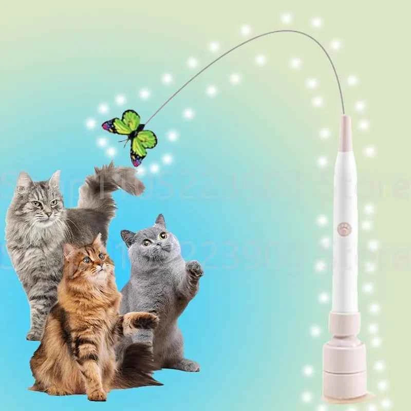 Automatic Cat Teaser Toy with 3 Replaceable Butterfly Wings Indoor Cat Interactive Kitten Play Essential Rechargeable Model