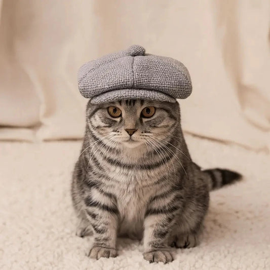 Pet Costume Accessories Retro Dog Beret Hat Adjustable Universal Pet Headgear Cat Gentleman's Hat Pet Dress Up Cap Photo Shoot