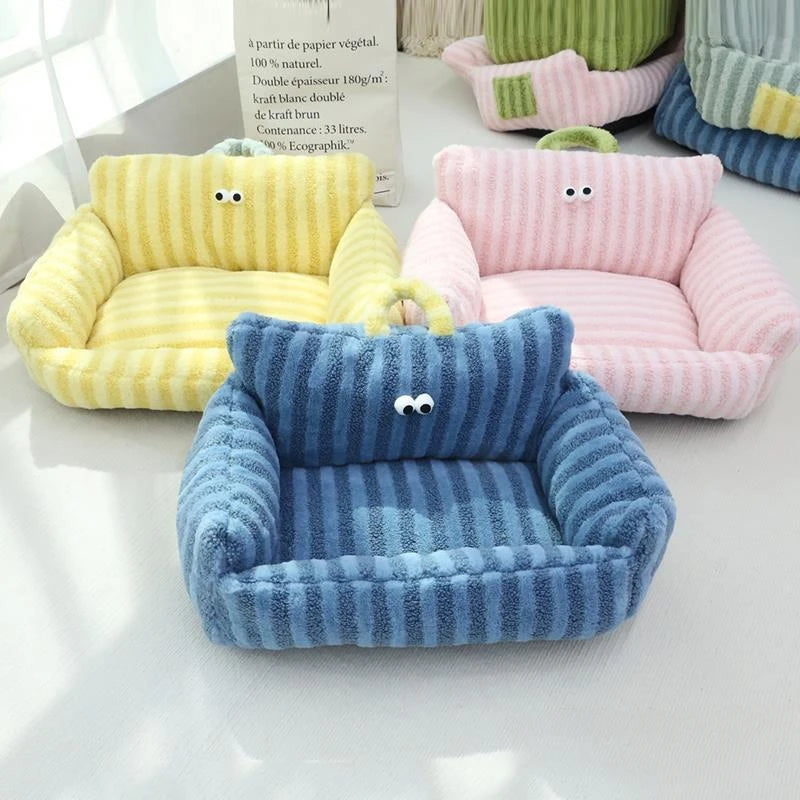 Puppy Sofa Bed - Winter Warm Plush Kennel for Small Dogs & Cats (65x45cm)
