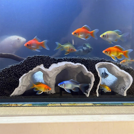 Fish Tank Hidden Cave Hideout Shelter Tunnel for Small Fish Shrimp Reptile 3D Printed Aquarium Landscaping Underground Cave