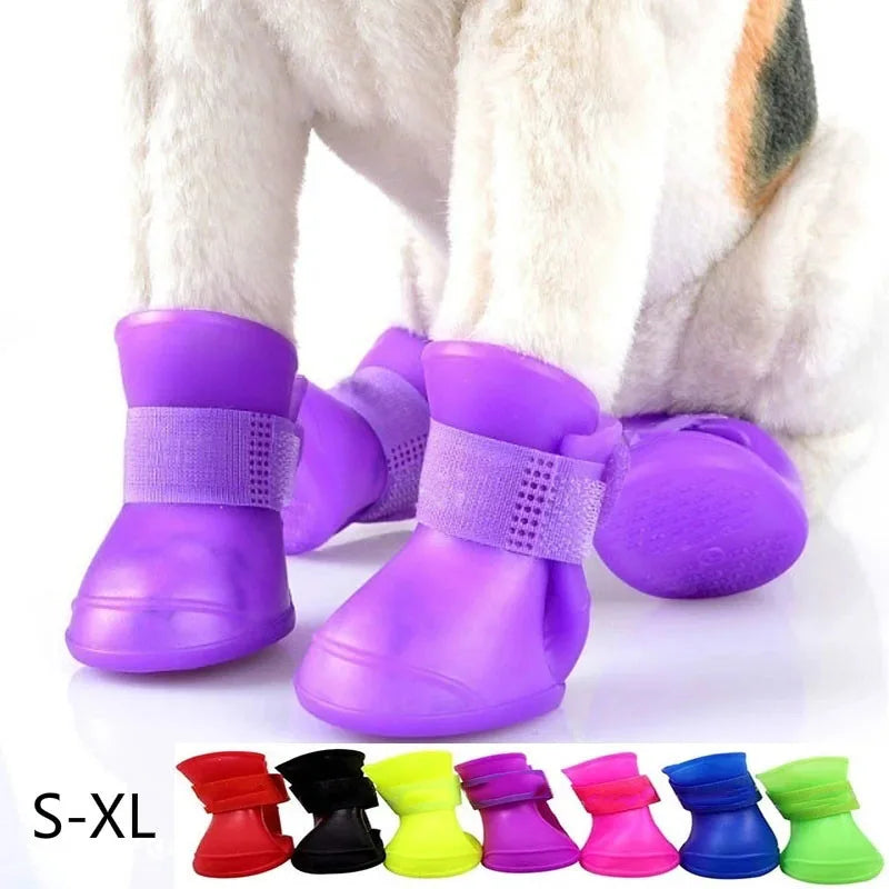 Waterproof Dog Boots - 4 Pack Anti-Slip Rubber Rain Shoes for Small to Large Dogs