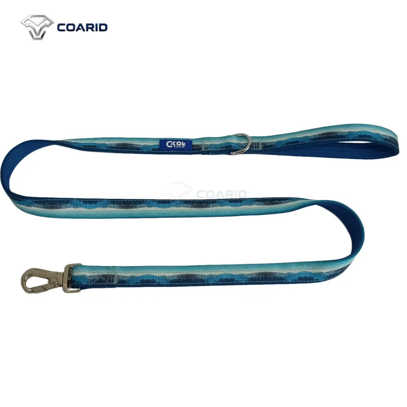 Blue camouflage dog leash with a clip on a white background, featuring the COARID brand.