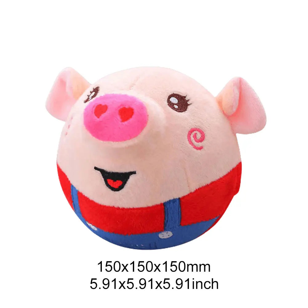 Cartoon Pig Interactive Pet Toy - USB Rechargeable Moving Plush Ball for Dogs & Cats
