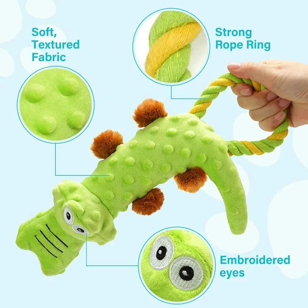 Dog Squeaky Toy 2-Pack - Interactive Plush Tug-of-War & Chew Toys for Small to Medium Dogs