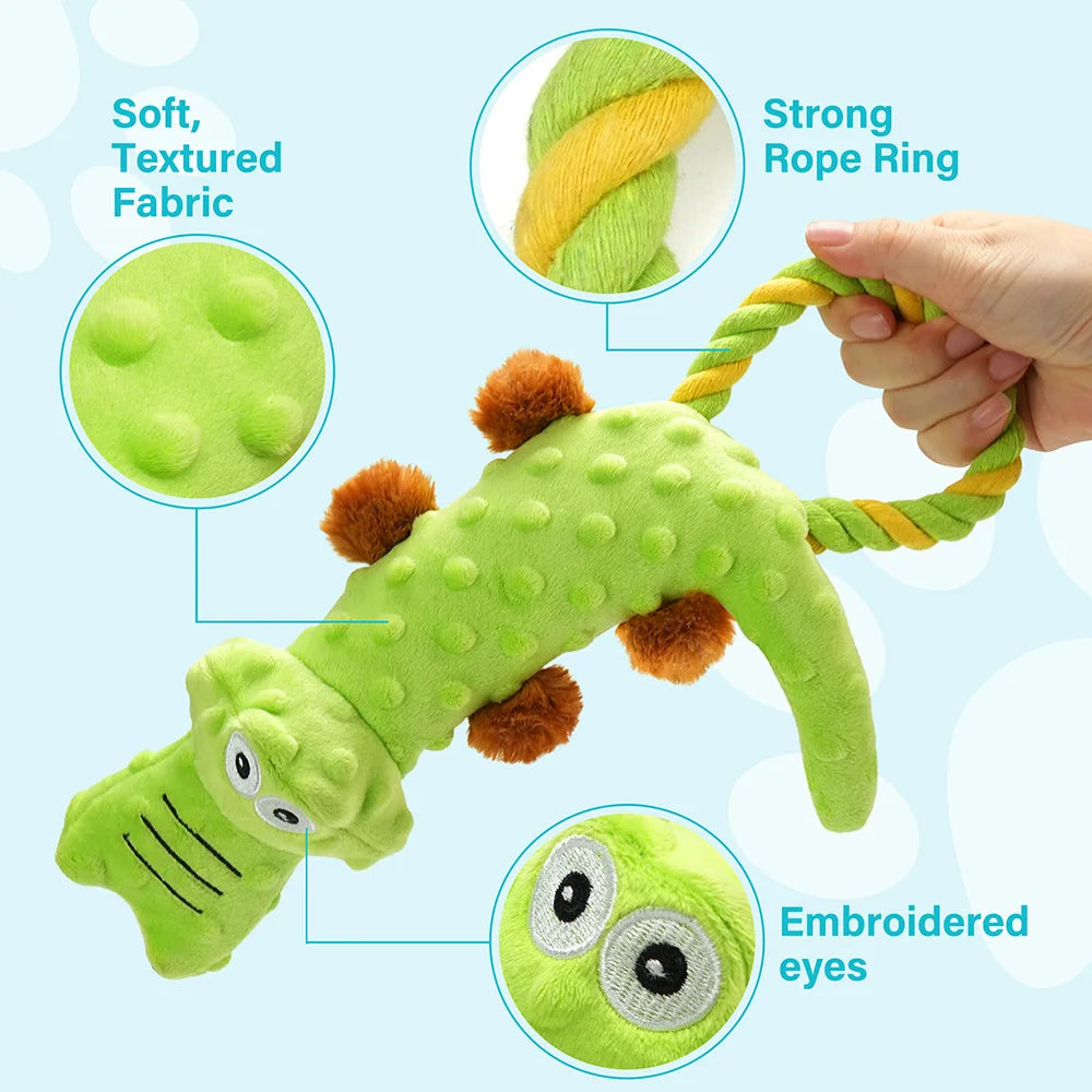 Dog Squeaky Toy 2-Pack - Interactive Plush Tug-of-War & Chew Toys for Small to Medium Dogs