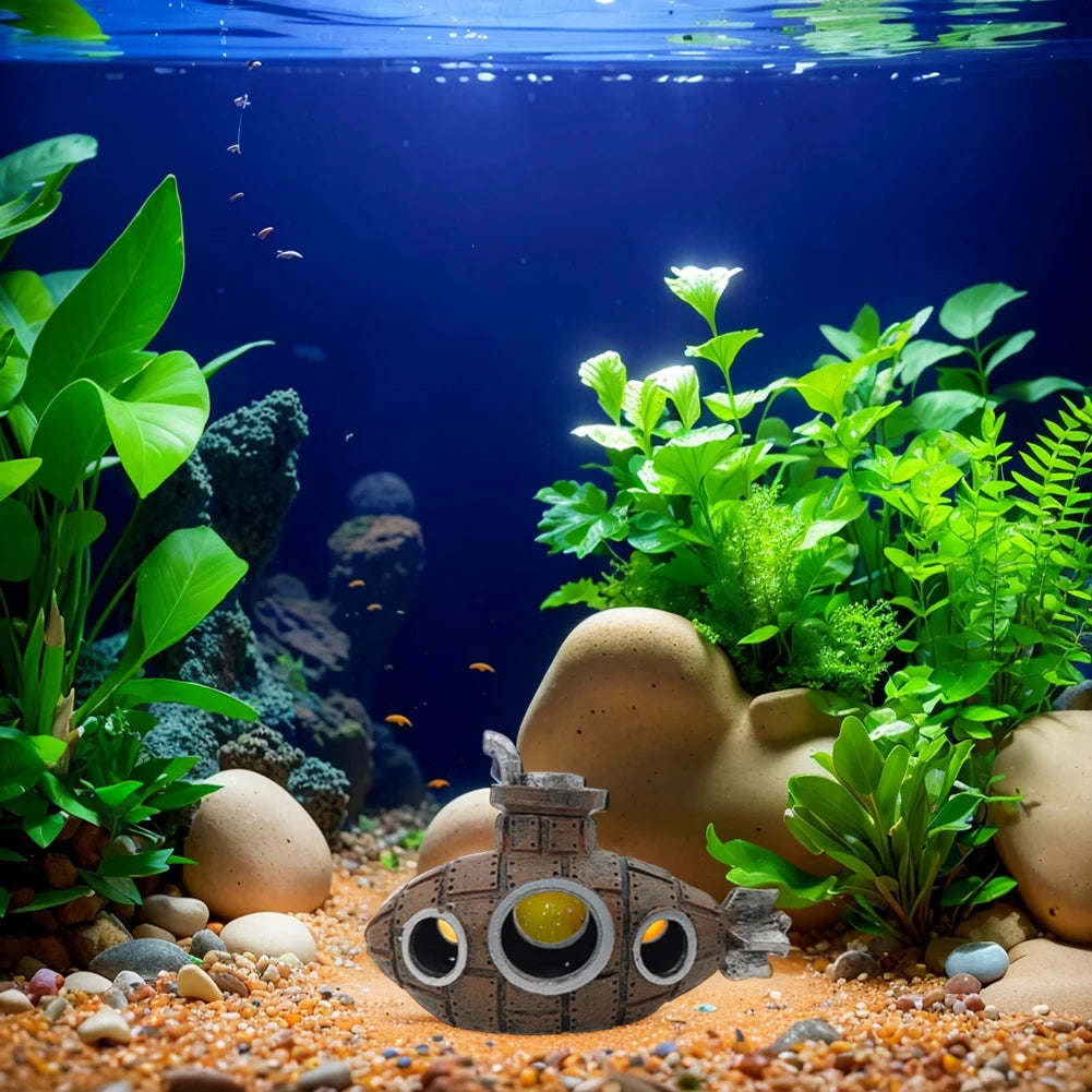 Aquarium Submarine Ornament Fish Shrimp Shelter Cave Creative Fish Hiding Submarine Ornaments for Themed Aquarium Landscaping
