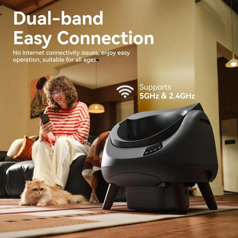Self Cleaning Cat Litter Box - WiFi App Control & Health Monitor
