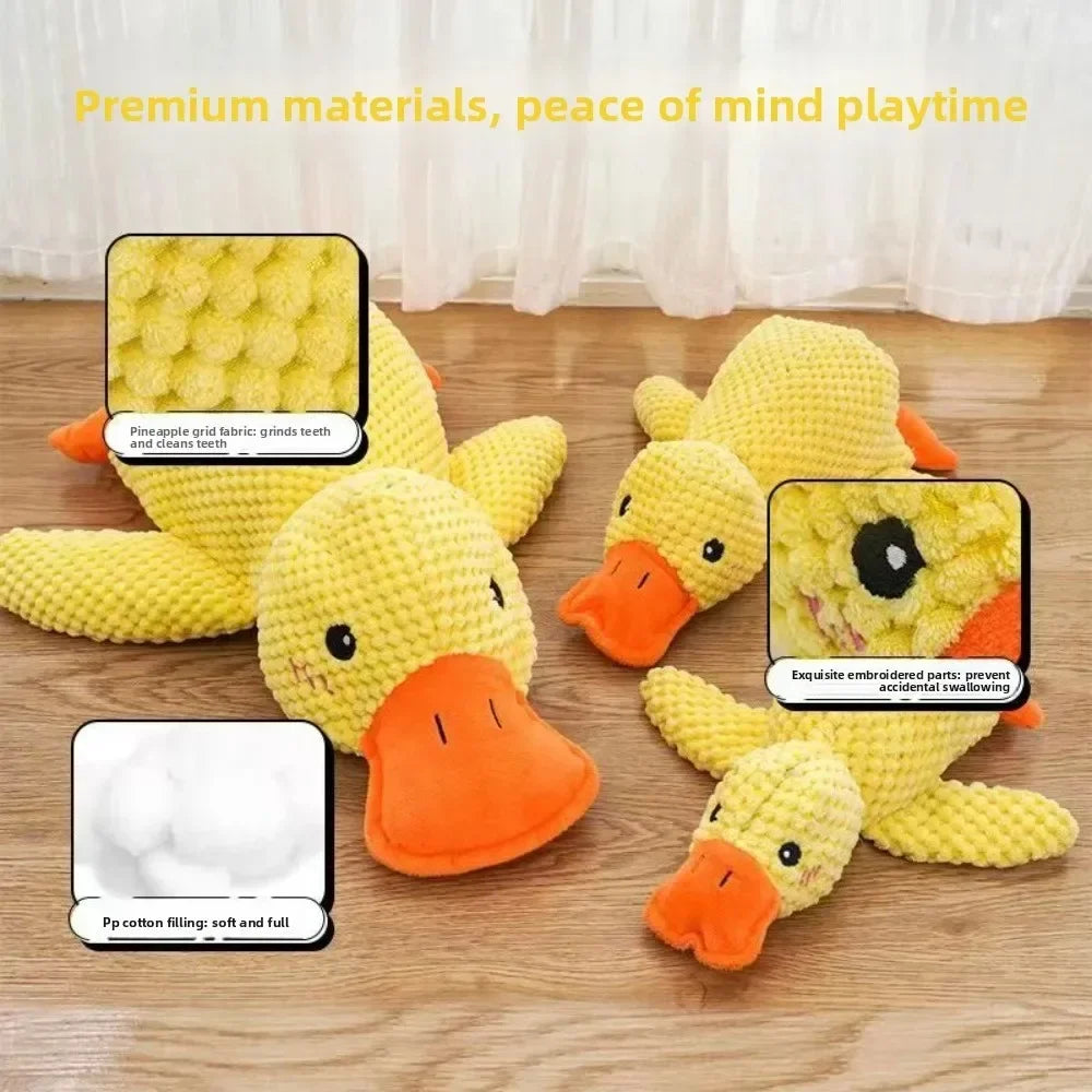 Calming Duck Squeaky Dog Toy - Soft Plush Anxiety Relief & Sleep Aid for Puppies