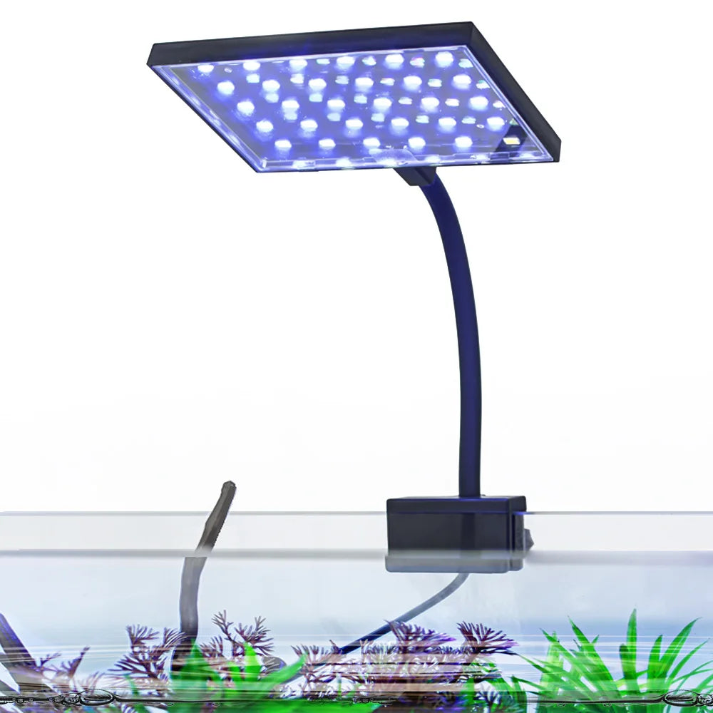 LED light panel with flexible arm on a white background