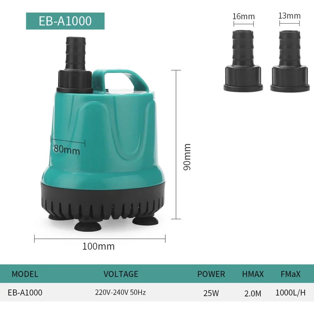 3W/4W/5W/6W Ultra-Quiet Submersible Aquarium Water Pump Water Fountain Pump Filter Fish Pond 220V-240V 50HZ EU Plug