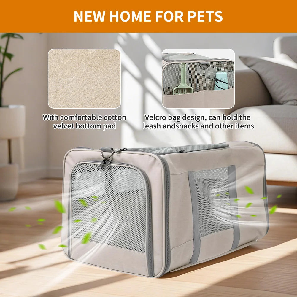 Cat trolley for 2 cats – Cat transport box large with wheels for 2 animals – Transport bag with wheels & safety belts for travel