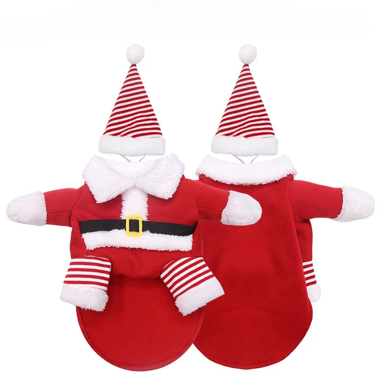 Santa Claus Costume for Small Dogs and Cats Christmas Pet Outfit Festive Pet Dress-Up Cozy Winter Cape for Cats Pet Clothing