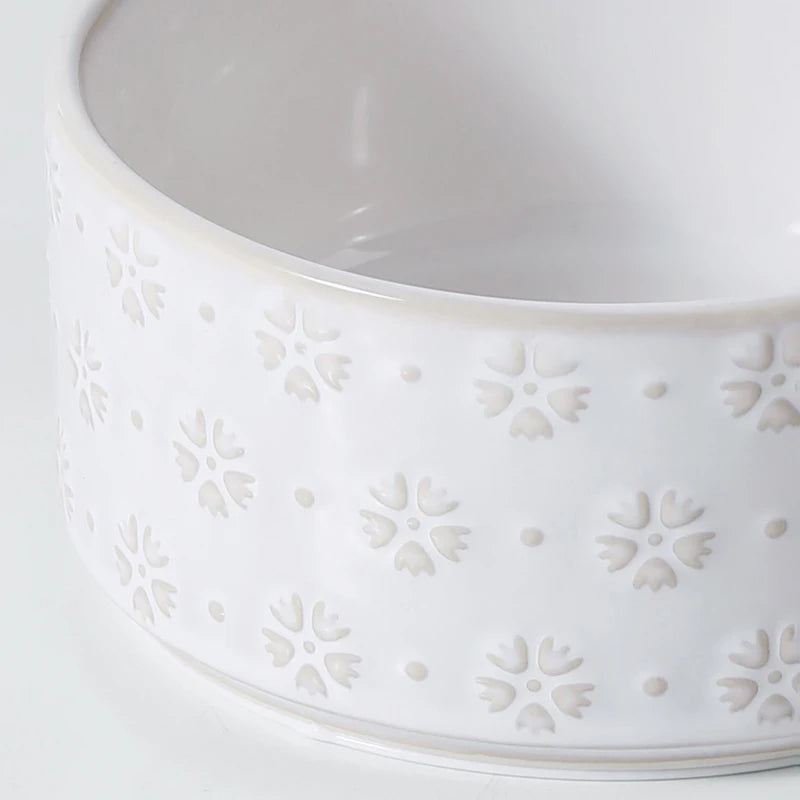 Ceramic Dog Bowl Set with Wooden Stand 1200ml 1800ml Anti Slip Pet Feeder for Medium Large Dogs Elevated Double Food Water Dish