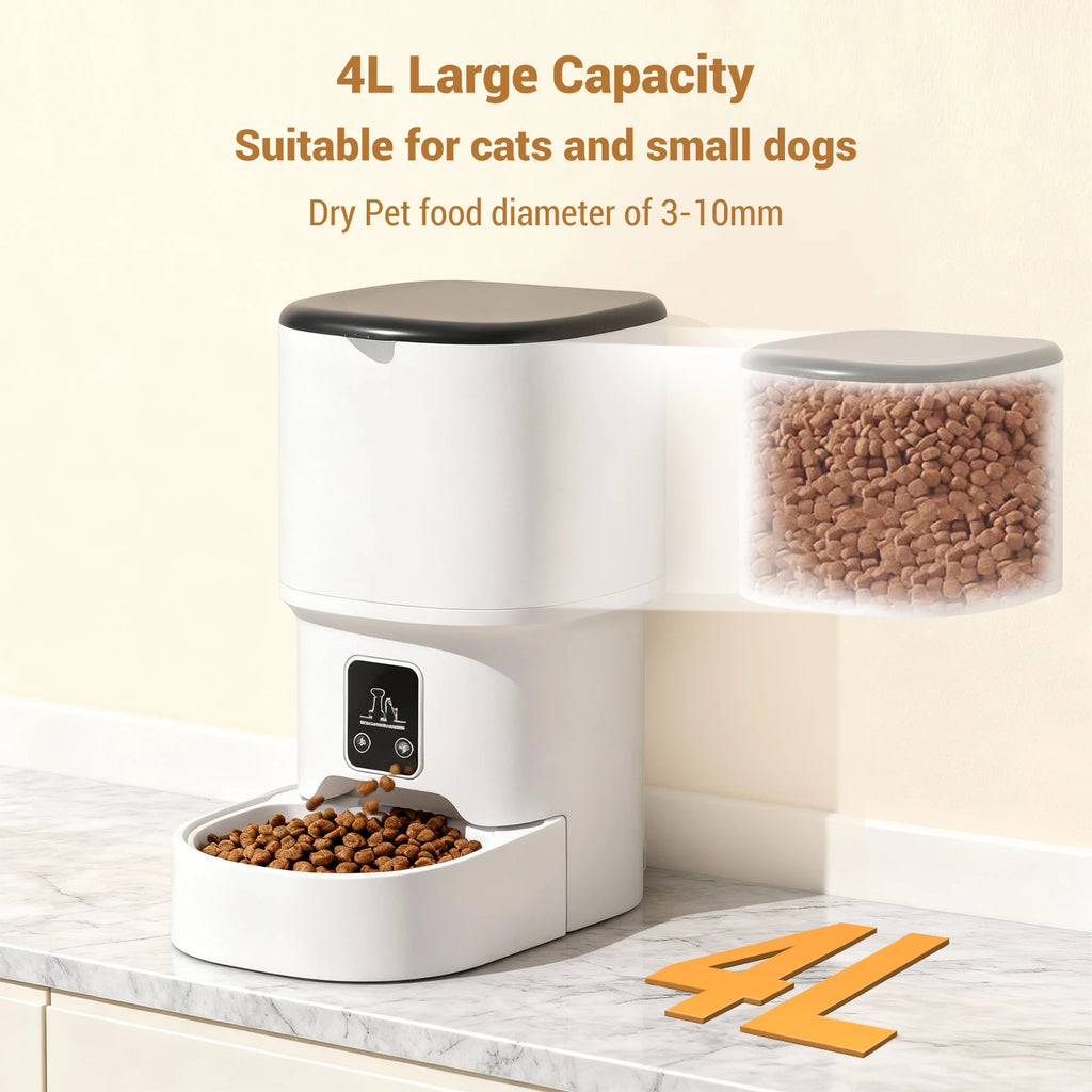 Automatic Pet Feeder 4L – 6 Meals/Day, Portion Control, Dual Power for Cats & Dogs